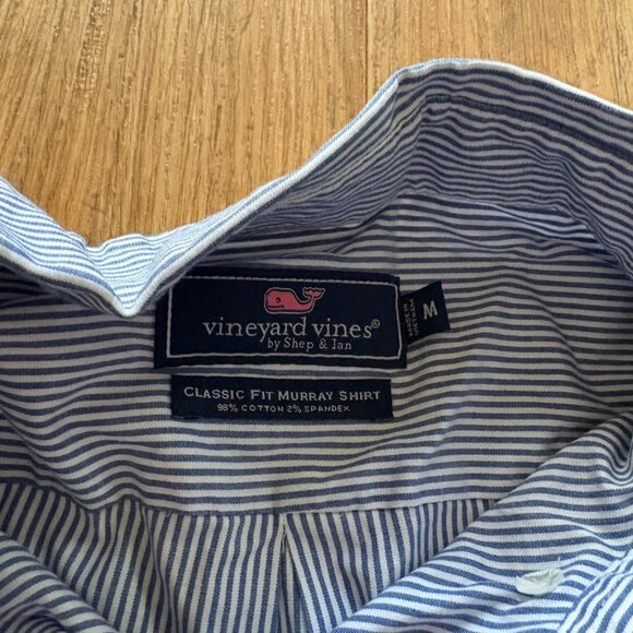 Vineyard Vines Long Sleeve Front Button Shirt Stripe Blue Women’s Size M - Picture 6 of 7
